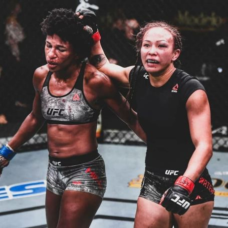 Michelle Waterson after winning UFC